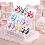 chaussures bébé violet noir blanc rouge bleu jaune toile coton classique lacets 5cm