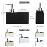 distributeur savon liquide gant cuisine marbré granité moderne noir blanc