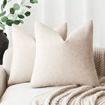 lot housses coussin carrées texture lin moderne garnissage intérieur blanc