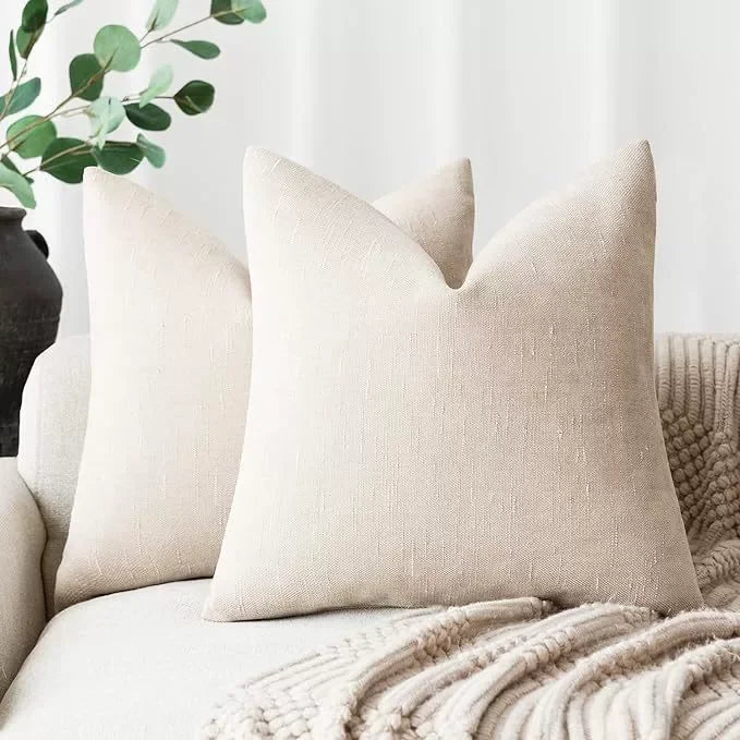 lot housses coussin carrées texture lin moderne garnissage intérieur blanc