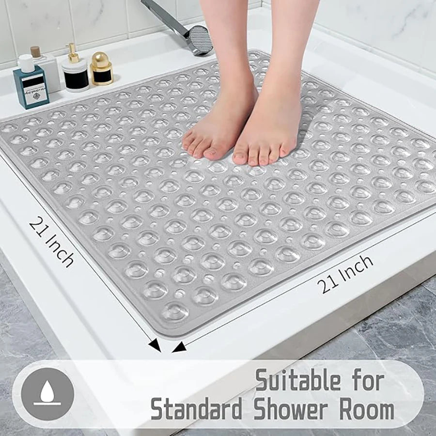 tapis douche moderne perforé drainage anti dérapant salle bain gris clair vert rose suctionolvable
