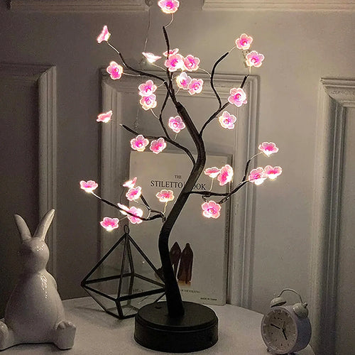 arbre lumineux décoratif veilleuse led fleurs artificielles branches noires moderne minimaliste