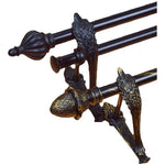 tige rideau classique dorée ornée motifs floraux noir eyelets double simple