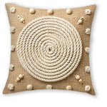 taies d'oreiller boho chic motifs macramé polyester peachskin beige pompons 40x40cm 45x45cm 50x50cm 60x60cm