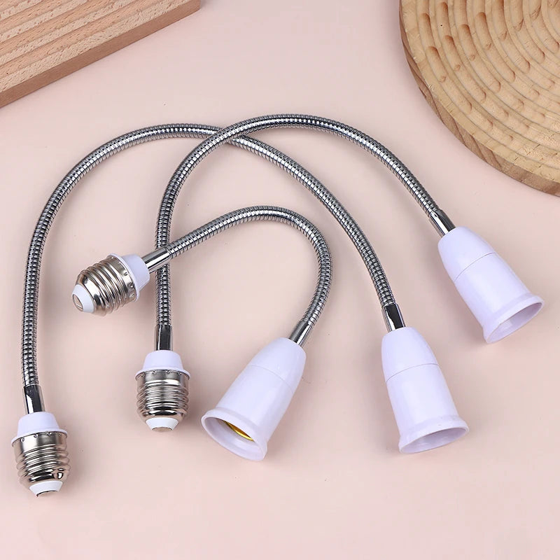 connecteur flexible ampoule e27 blanc argenté texture spirale moderne adhésif 195mm 295mm 395mm 495mm