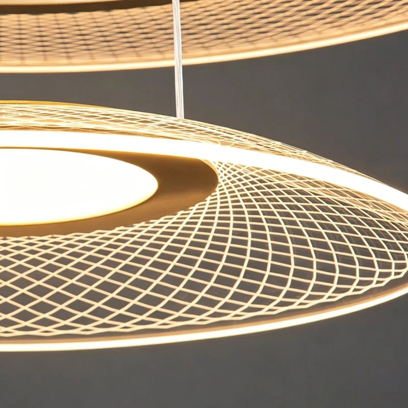 suspension lumineuse moderne doré grille mailles 60cm 80cm 100cm chambre salonhôtel