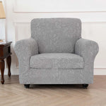 housse canapé gris clair motif floral moderne boutons élégants coussin inclusversible machine