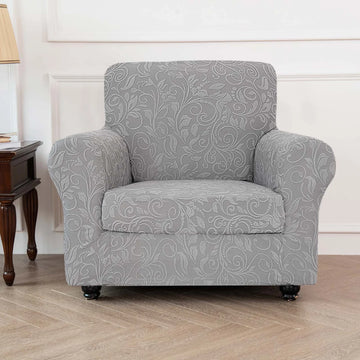 housse canapé gris clair motif floral moderne boutons élégants coussin inclusversible machine
