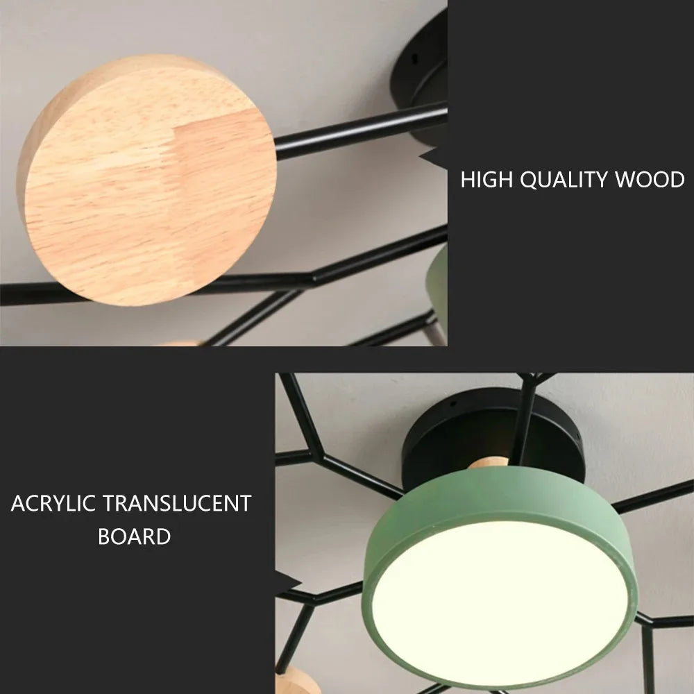 plafonnier led moderne gris bois clair suspension acrylique minimaliste 40w 3600lm 220v