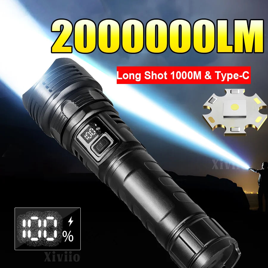 lampe poche rechargeable led laser 30w zoom portable camping hunting fishing