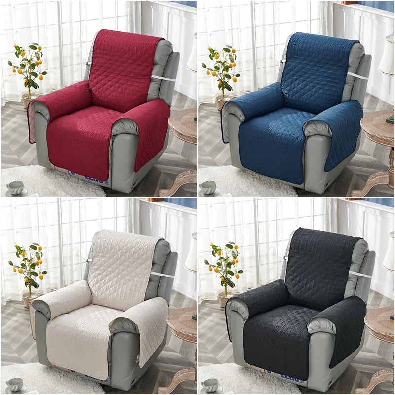 housse fauteuil inclinable rouge bleu gris blanc quiltée texture mat moderne protège fauteuil ceinture