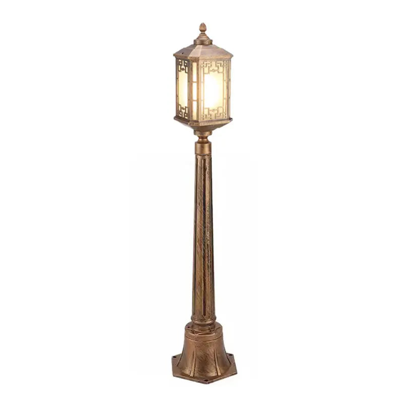 lampe sol or noir géométrique classique ip65 led industrielle aluminium vintage fixe base décoration