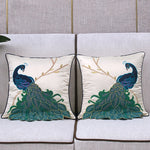 taies d'oreillers patchwork motif pavon beige traditionnel respectueux environnement maison