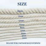corde coton tissée rustique 10 12 15 20mm beige clair haute ténacité artisanat bricolage