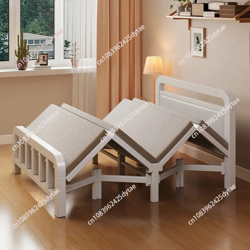 lit rabattable blanc moderne matelas gris tissu oreillers tête lit minimaliste