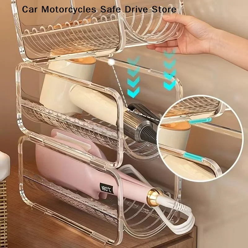 rangement accessoires coiffure transparent clips fixation moderne étui capillaire salon bain