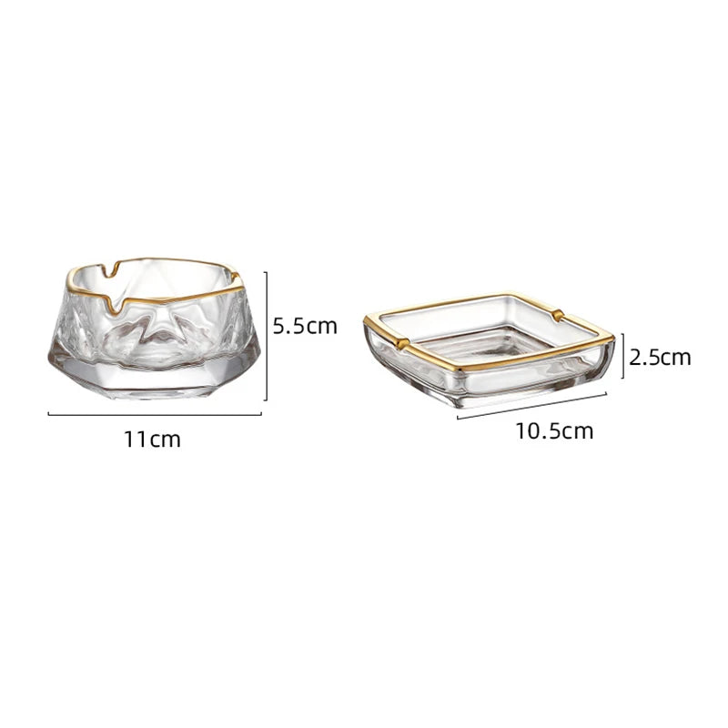 cendrier transparent porcelaine bordure dorée moderne élégant salon