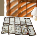 boîtes bijoux velours blanc bois marron clair moderne minimaliste rangement colliers bagues boucles d'oreilles