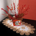 serviette table brodée florale gris clair doré classique réutilisable polyester