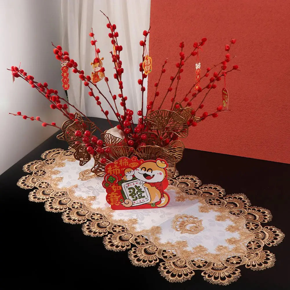 serviette table brodée florale gris clair doré classique réutilisable polyester