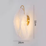 lampe murale moderne plumes blanc doré élégante LED salon chambre minimaliste romantique