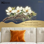 décoration murale adhésive sticker fleurs magnolia blanc marron élégante floral branches feuilles
