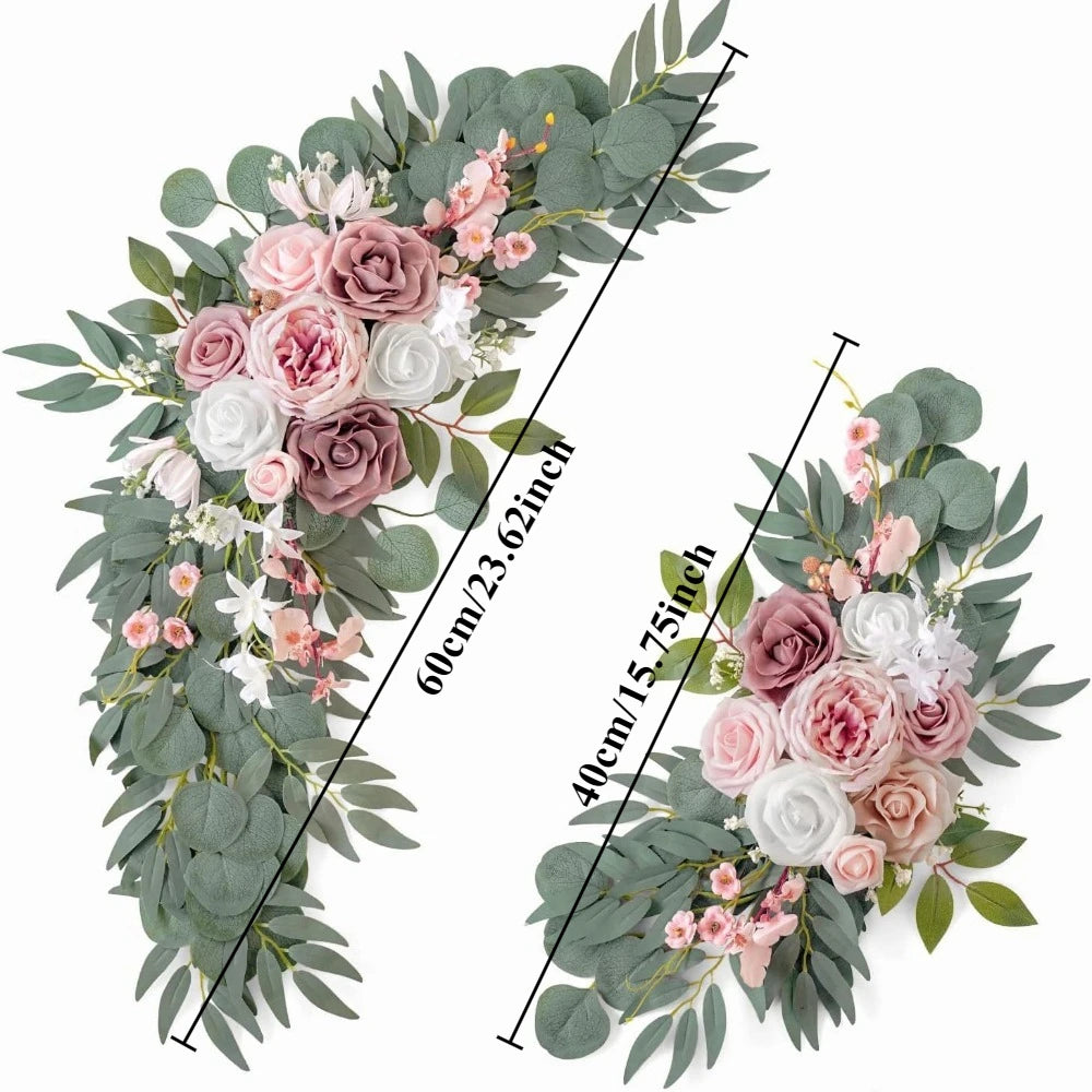 guirlandes florales décoratives mariage rose eucalyptus blanc romantique champêtreextérieur