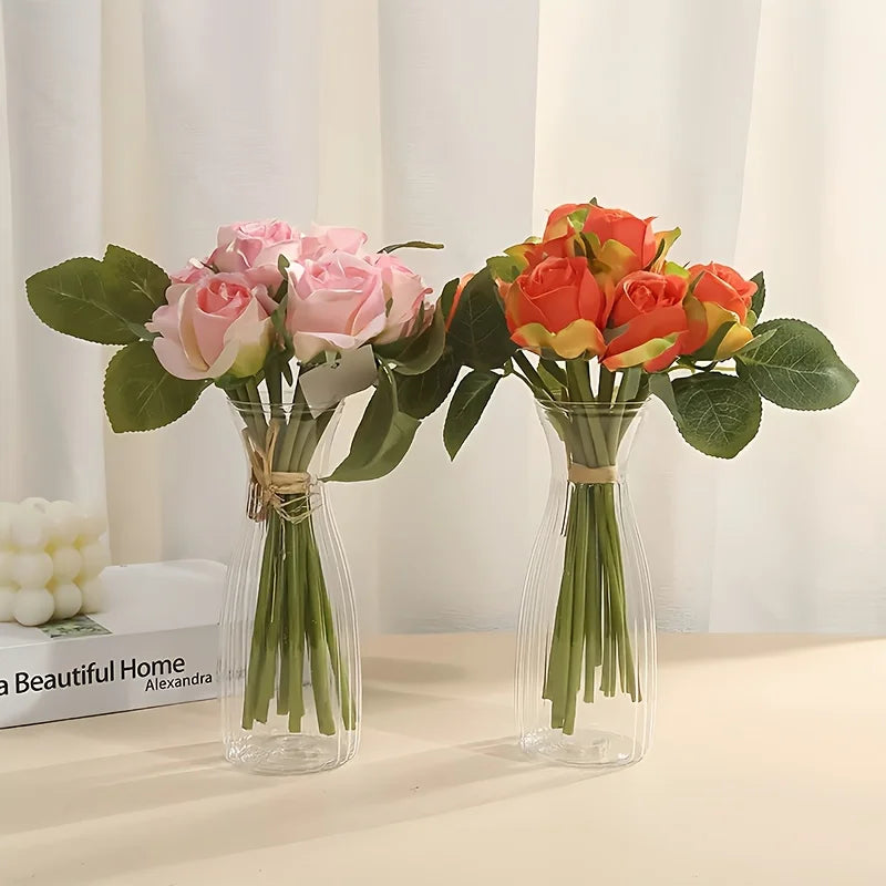 vases transparents classiques décoration table fleurs artificielles arrangement floral inébranlables durable