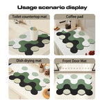 tapis cuisine moderne rectangle géométrique vert blanc noir polyestere rapide egouttoir