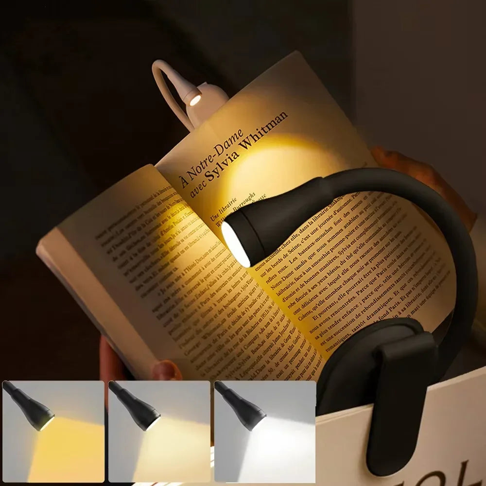 lampe lecture pliable rechargeable usb blanc moderne compact clips batterie intégrée portative étudiante chevet
