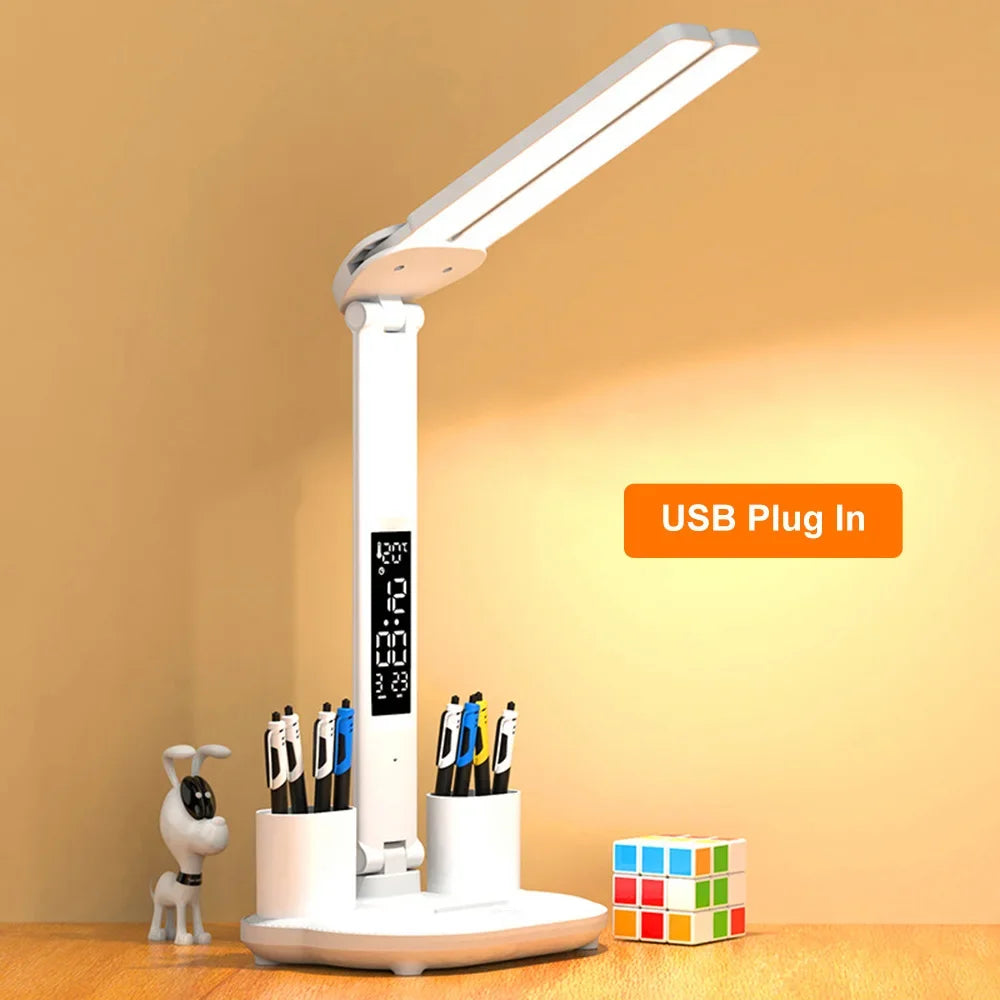 lampe led rechargeable affichage numerique port usb blanc moderne