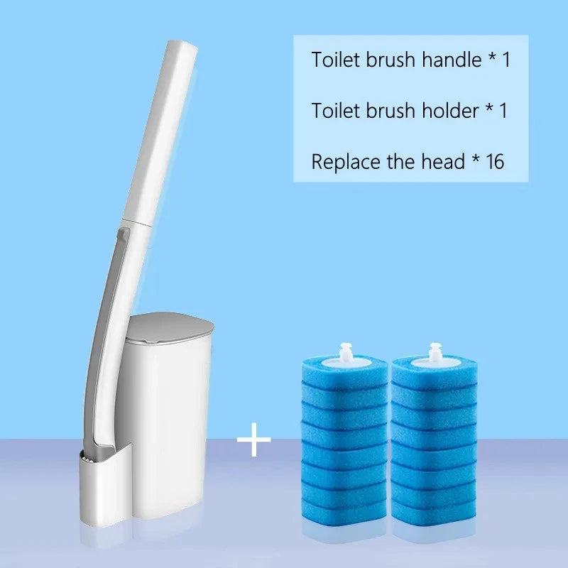 Brosse toilette jetable blanche bleue moderne pratique adhésive interchangeables fluides nettoyants