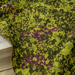 tissu bohème floral vert noir violet polyester texturé motifs végétaux robe jupe sac main