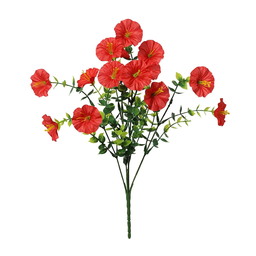 bouquet fleurs artificielles violettes blanches jaunes rouges petunia modernes decoration maison mariage anniversaire 35cm