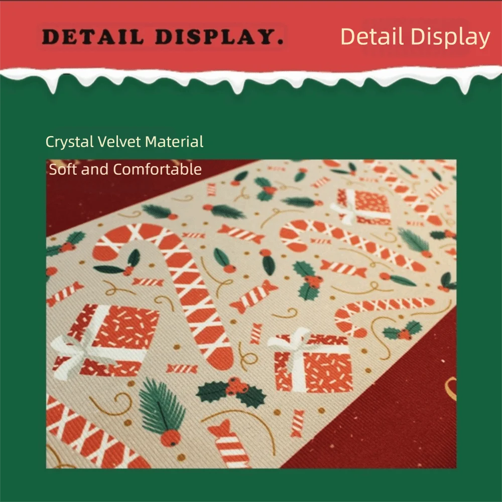 tapis sol noël motifs décoration rouge vert blanc antidérapant festive classique bienvenue merrychristmas