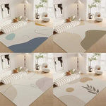 tapis géométrique moderne beige gris bleu rose salon chambre prière simple abstrait polyester
