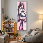 Poster mural anime rose noir illustration servante kawaii décoration chambre ado sérigraphié machine