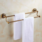 porte serviettes mural bronze floral classique vis fixations bain hygiène produits cosmétiques flacons