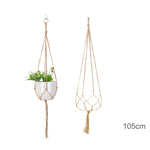 support plante suspendue macramé boho rotin blanc sculpté main decoration maison balcon jardin anneau