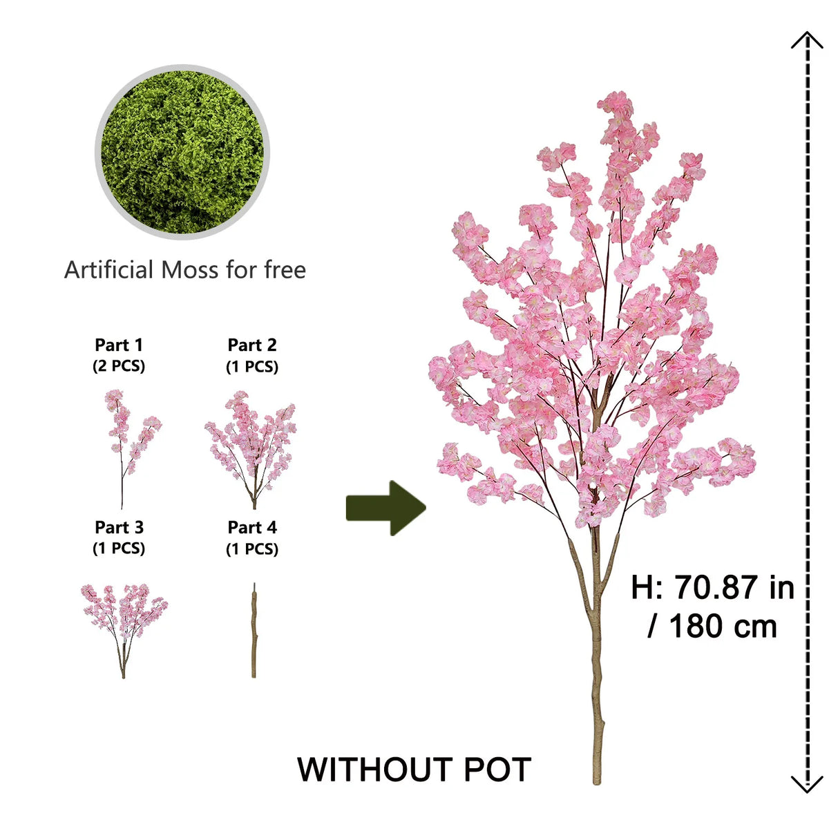 arbre artificiel fleurs cerisier rose clair moderne décoration intérieure mariage salon
