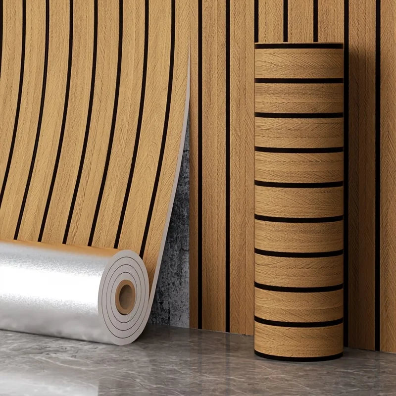papier peint auto adhésif imitation bois moderne lignes verticales rouleau dimension 40cm 300cm