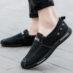 chaussures toile homme baskets décontractées mocassins bleu marine noir semelle souple antidérapante vintage