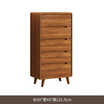 commode chêne foncé tiroirs modernes pieds bois poignées noires chambre salon