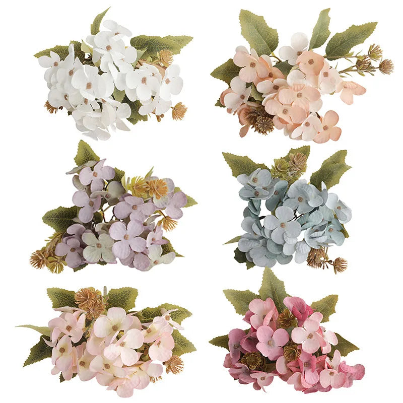 décoration intérieure hortensias artificiels soie blanc rose violet bleuclair naturel rustique mariage anniversaire
