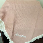 couverture acrylique coton bambou brodée franges rectangulaire enfant printemps automne moderne doucewasherhandpinkbeigeclair