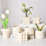 pots fleurs céramique porcelaine moderne plante verte décoration intérieure blanc relief bulles