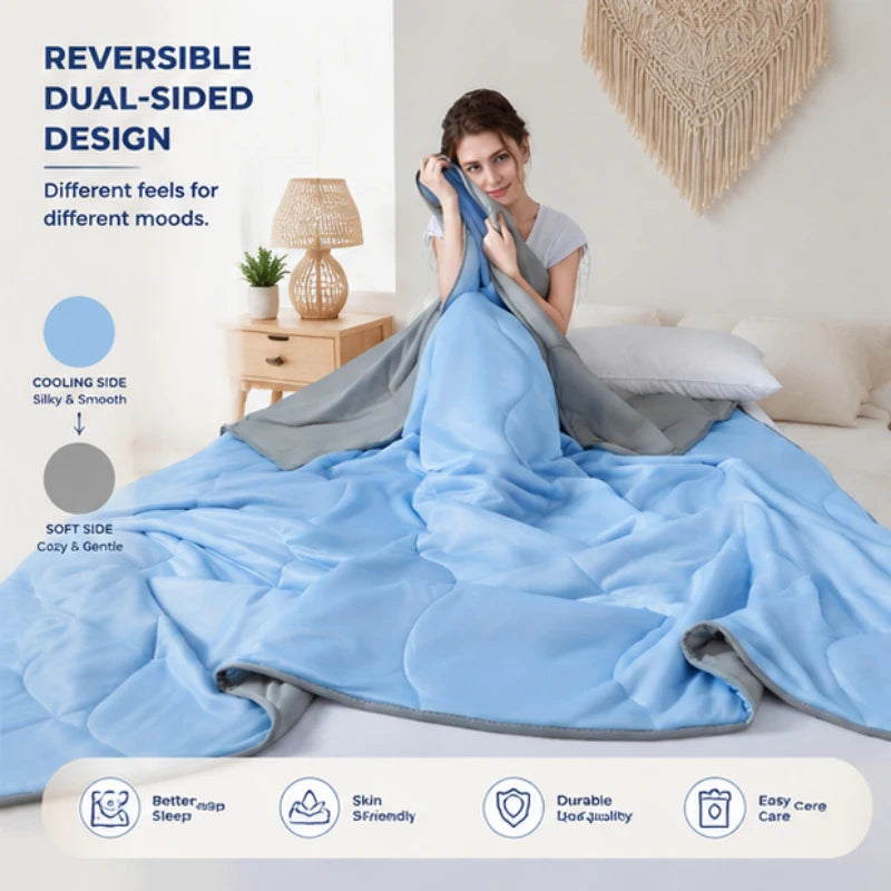 couverture d'été bleu clair polyestère douce moderne respirante usage quotidien chambre coucher lavable mécaniquement
