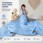 couverture d'été bleu clair polyestère douce moderne respirante usage quotidien chambre coucher lavable mécaniquement