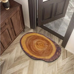 tapis antidérapant moderne rayures concentriques naturel marron beige violet