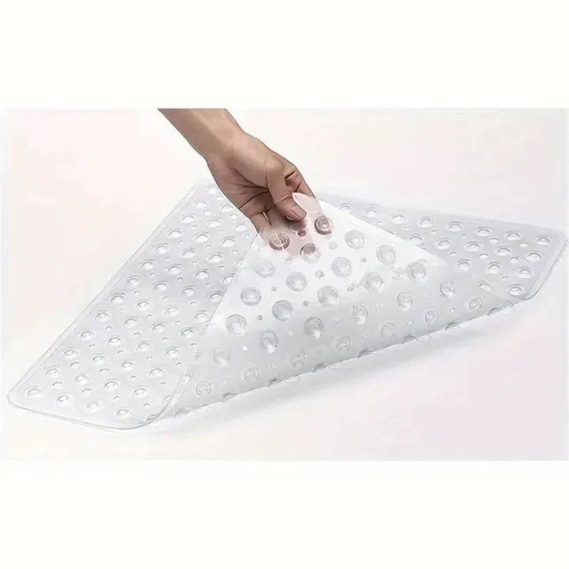 tapis douche moderne bleu clair ventouses antidérapantes motif circulaire semi transparent salle bain